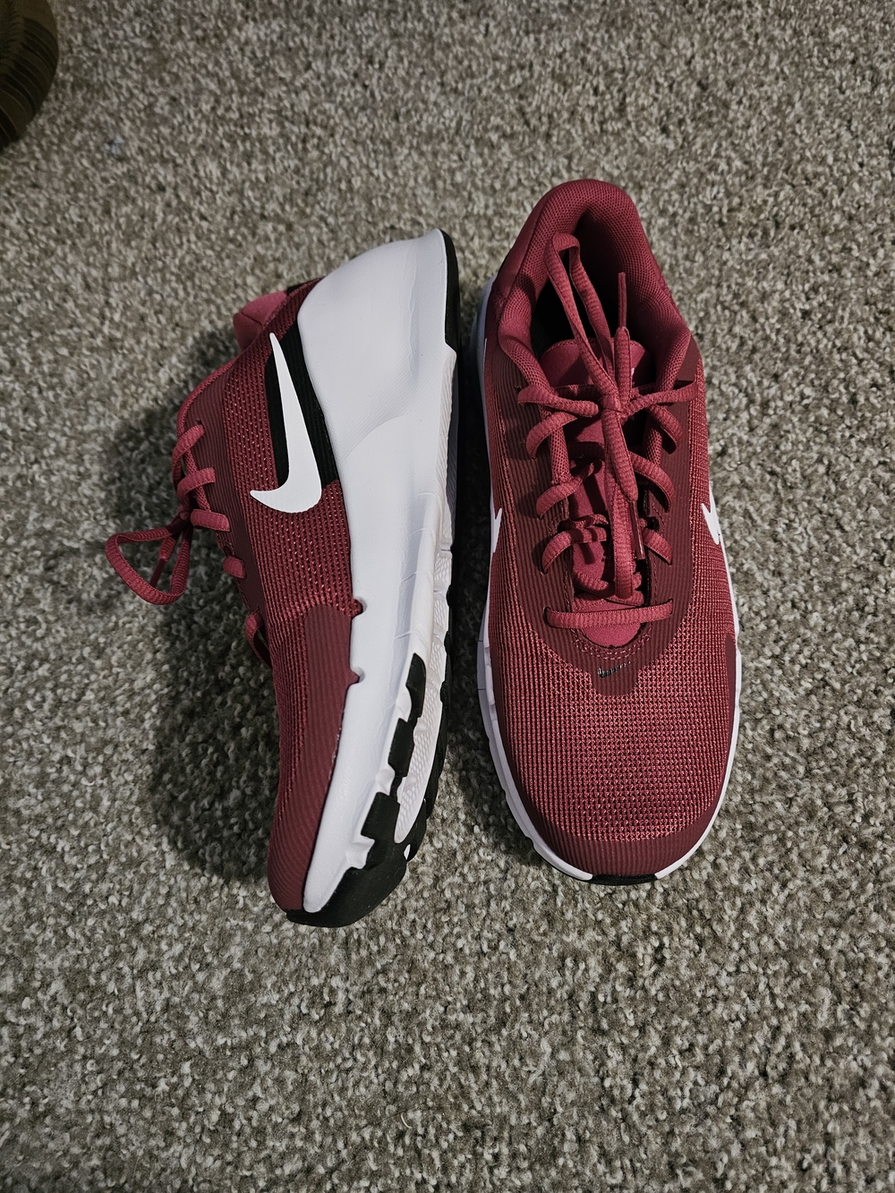 Nike Women’s Burgundy Mesh Athletic Sneakers with White Swoosh